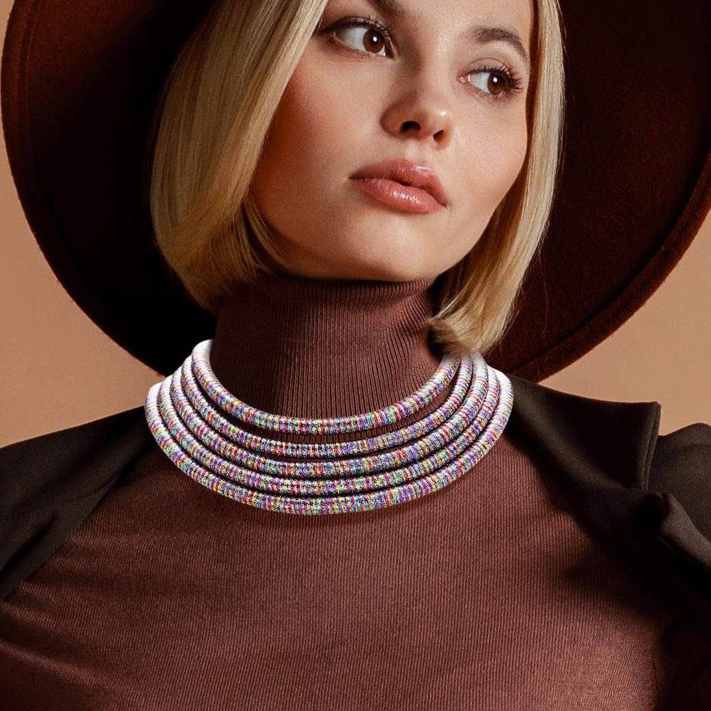 Multi Layered Coil Pope Necklace - Madeline Love - Flyclothing LLC