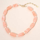 Chunky Rectangular Marbled Resin Beaded Statement Necklace - Madeline Love - Flyclothing LLC