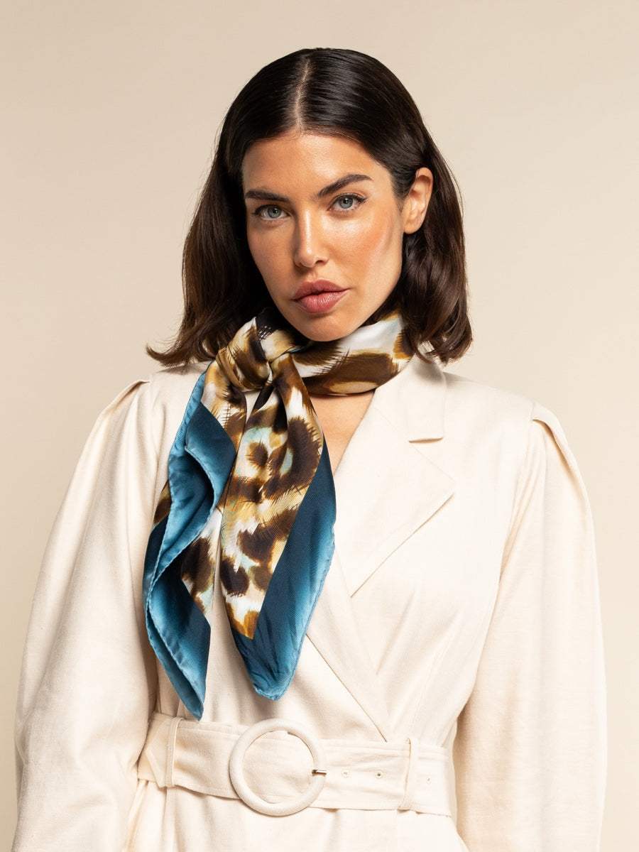 Bruna (blue)- Soft and lightweight Italian foulard from pure silk - Leather Gloves Online - Flyclothing LLC
