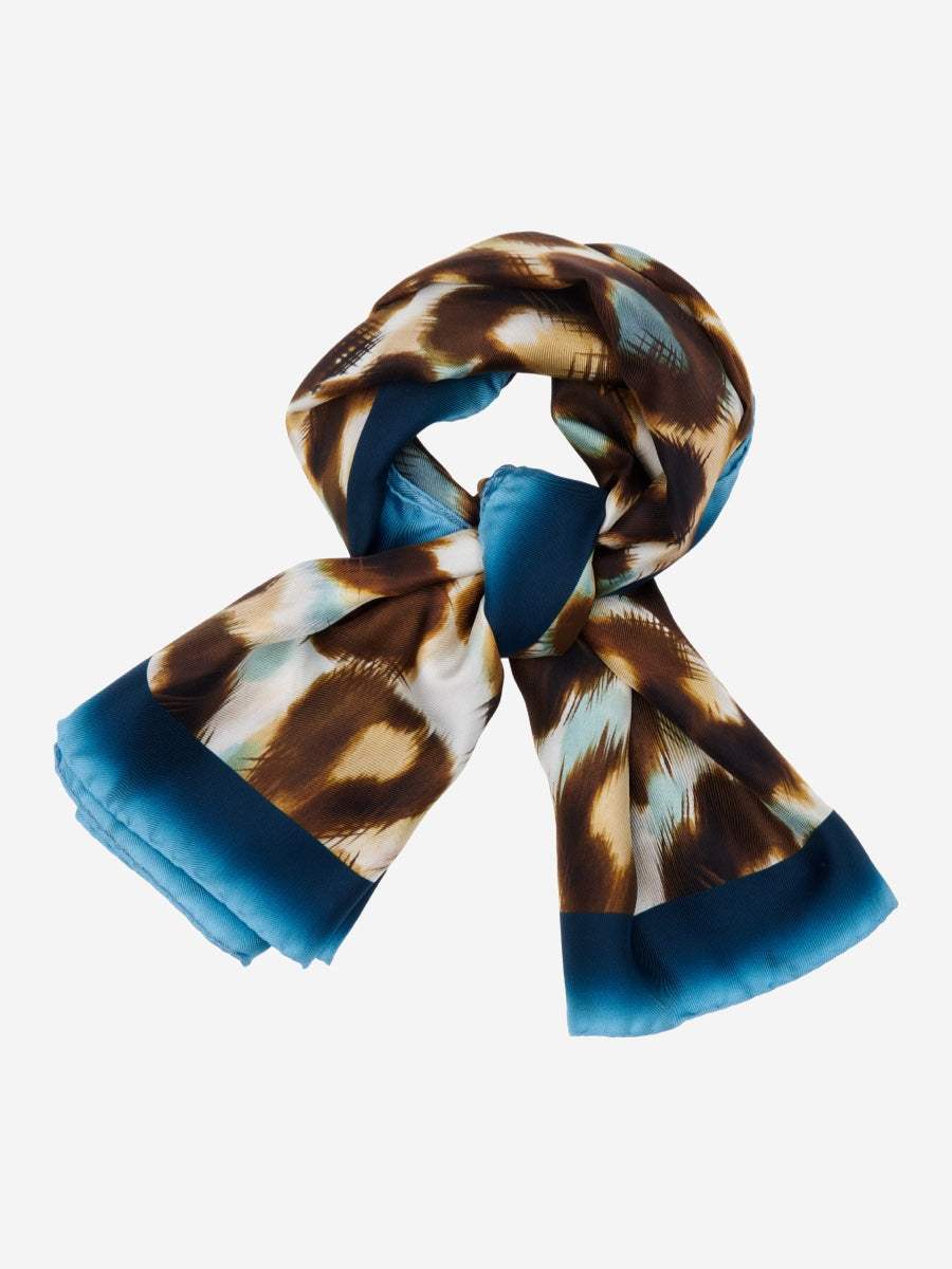 Bruna (blue)- Soft and lightweight Italian foulard from pure silk - Leather Gloves Online - Flyclothing LLC