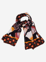 Bruna (black/orange)- Soft and lightweight Italian foulard from pure silk - Leather Gloves Online - Flyclothing LLC