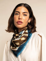 Bruna (blue)- Soft and lightweight Italian foulard from pure silk - Leather Gloves Online - Flyclothing LLC