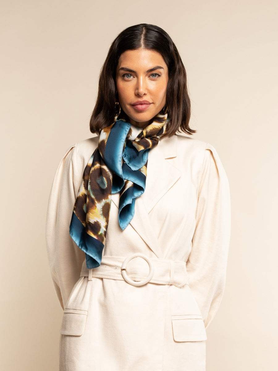 Bruna (blue)- Soft and lightweight Italian foulard from pure silk - Leather Gloves Online - Flyclothing LLC