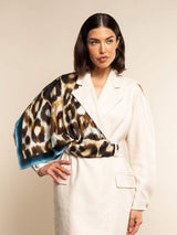 Bruna (blue)- Soft and lightweight Italian foulard from pure silk - Leather Gloves Online - Flyclothing LLC