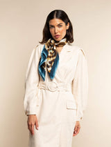 Bruna (blue)- Soft and lightweight Italian foulard from pure silk - Leather Gloves Online - Flyclothing LLC