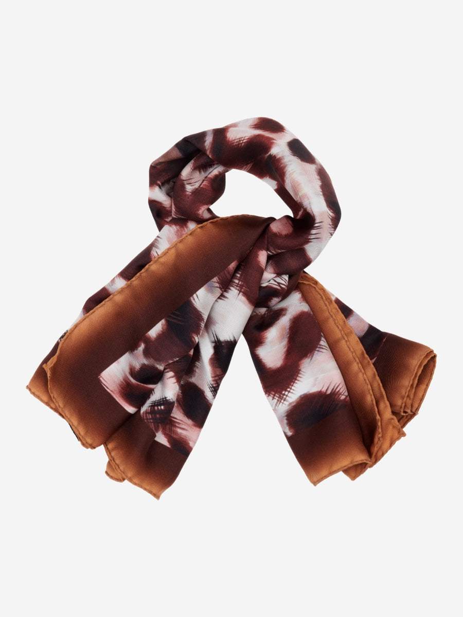 Bruna (brown/orange)- Soft and lightweight Italian foulard from pure silk