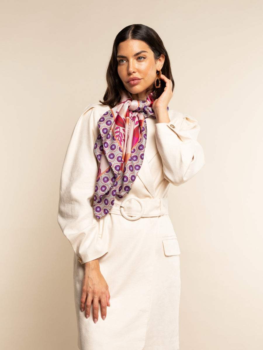 Bruna (pink)- Soft and lightweight Italian foulard from pure silk