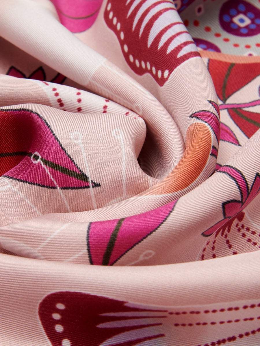 Bruna (pink)- Soft and lightweight Italian foulard from pure silk