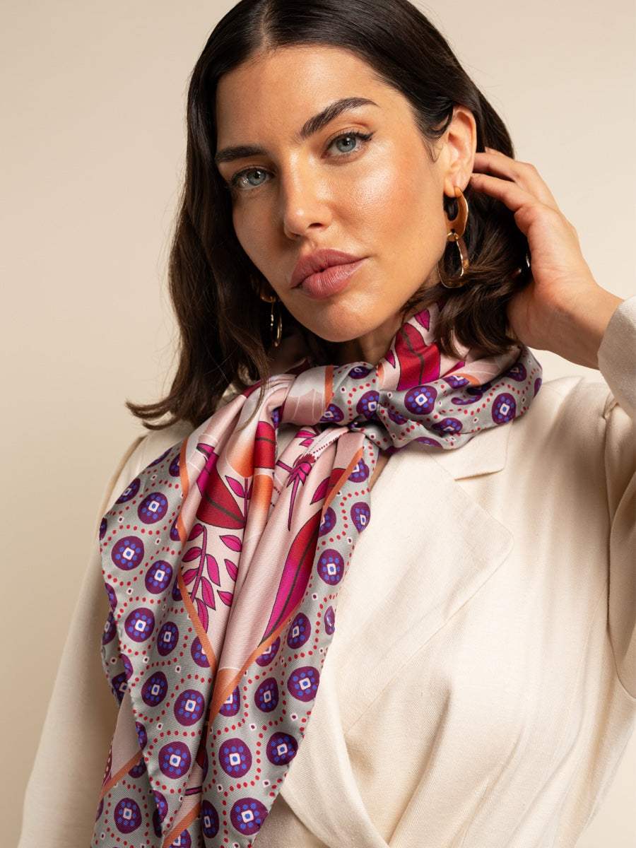 Bruna (pink)- Soft and lightweight Italian foulard from pure silk