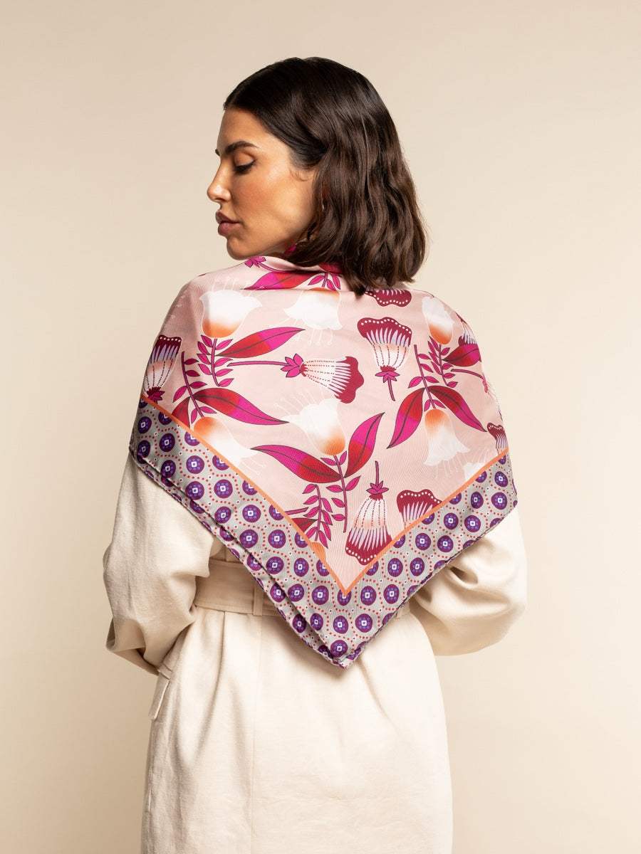 Bruna (pink)- Soft and lightweight Italian foulard from pure silk