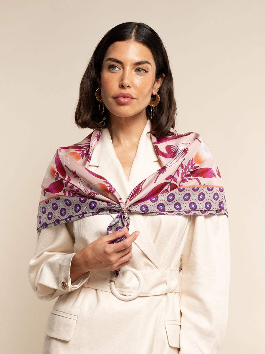 Bruna (pink)- Soft and lightweight Italian foulard from pure silk