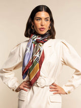Fiorella (red/blue) - Soft and lightweight Italian foulard from pure silk