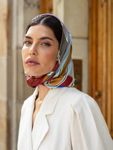 Fiorella (red/blue) - Soft and lightweight Italian foulard from pure silk