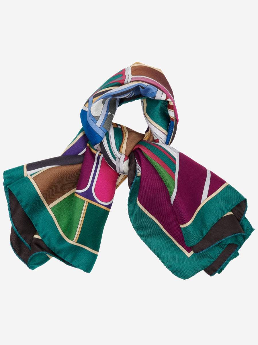 Fiorella (green) - Soft and lightweight Italian foulard from pure silk - Leather Gloves Online - Flyclothing LLC
