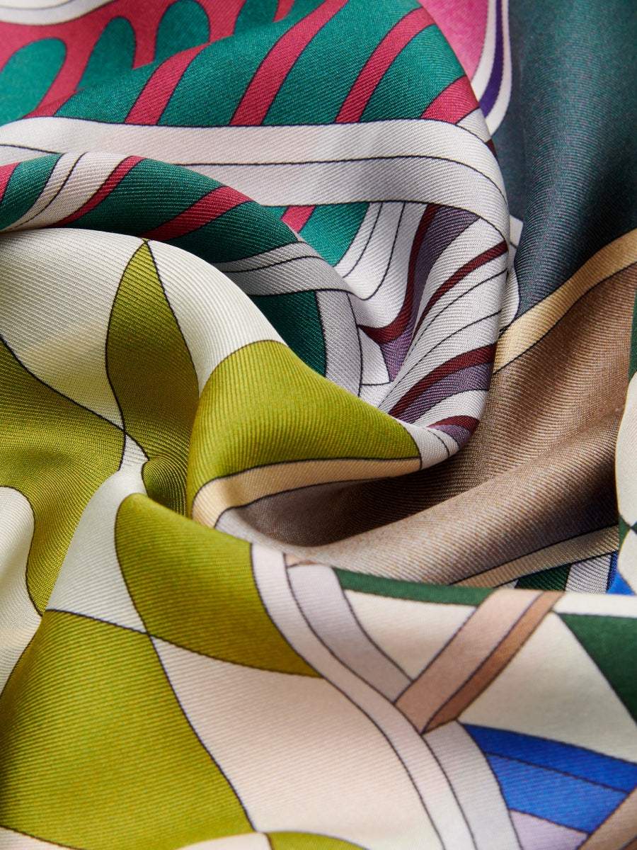 Fiorella (green) - Soft and lightweight Italian foulard from pure silk - Leather Gloves Online - Flyclothing LLC