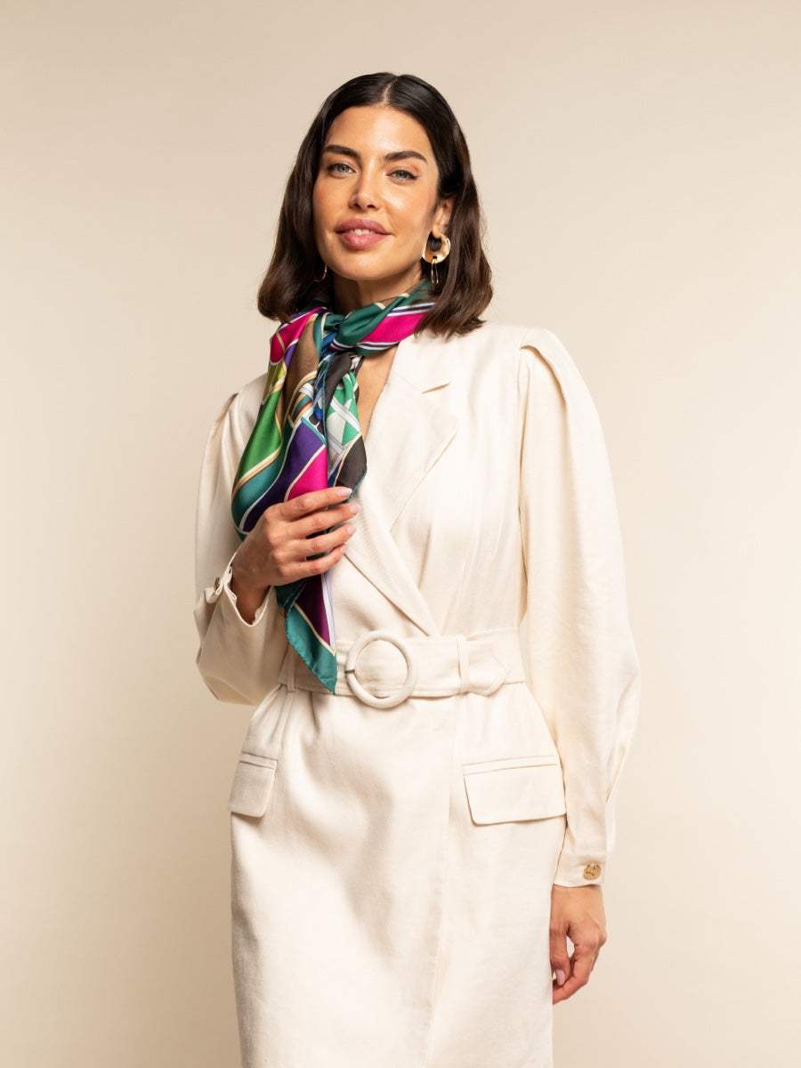 Fiorella (green) - Soft and lightweight Italian foulard from pure silk - Leather Gloves Online - Flyclothing LLC