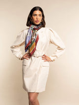 Fiorella (red/blue) - Soft and lightweight Italian foulard from pure silk