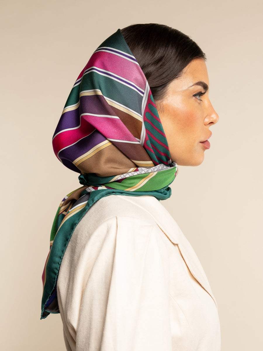 Fiorella (green) - Soft and lightweight Italian foulard from pure silk - Leather Gloves Online - Flyclothing LLC