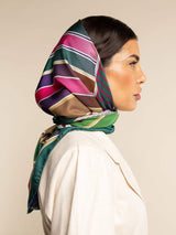 Fiorella (green) - Soft and lightweight Italian foulard from pure silk - Leather Gloves Online - Flyclothing LLC