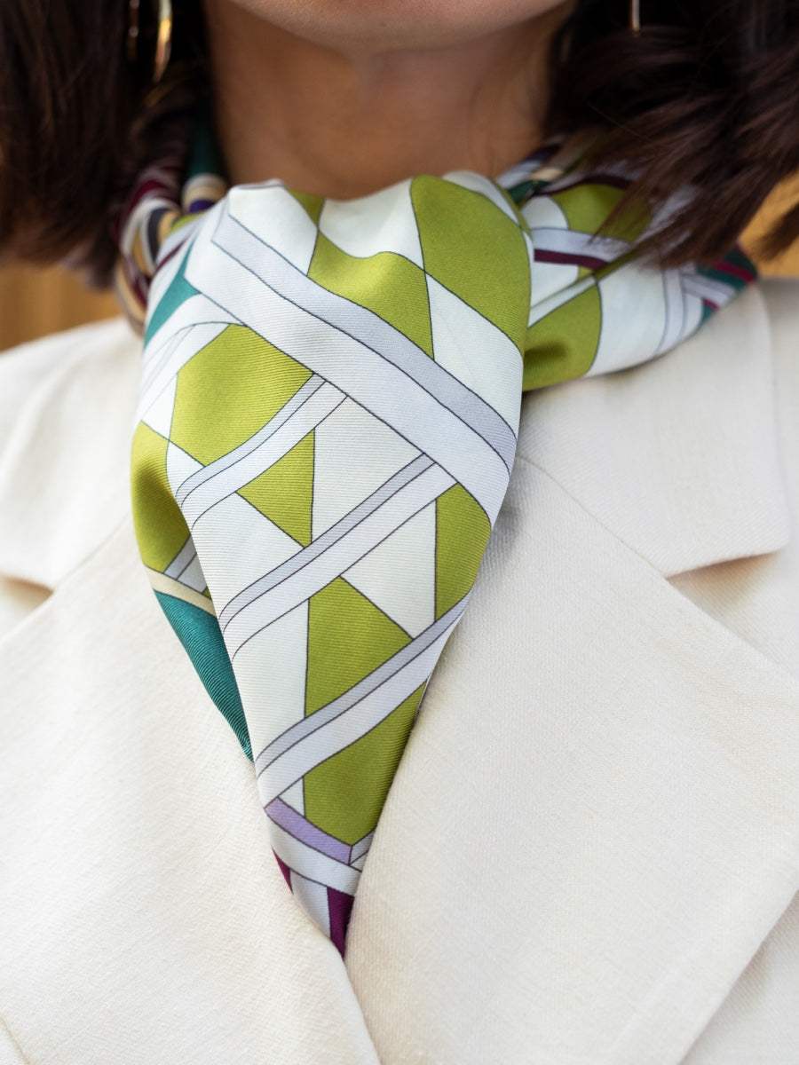 Fiorella (green) - Soft and lightweight Italian foulard from pure silk - Leather Gloves Online - Flyclothing LLC
