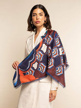 Giorgia (blue/red) - Italian soft and lightweight foulard made from pure silk - Leather Gloves Online - Flyclothing LLC