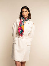 Giorgia (green/pink) - Italian soft and lightweight foulard made from pure silk