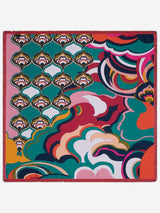 Giorgia (green/pink) - Italian soft and lightweight foulard made from pure silk