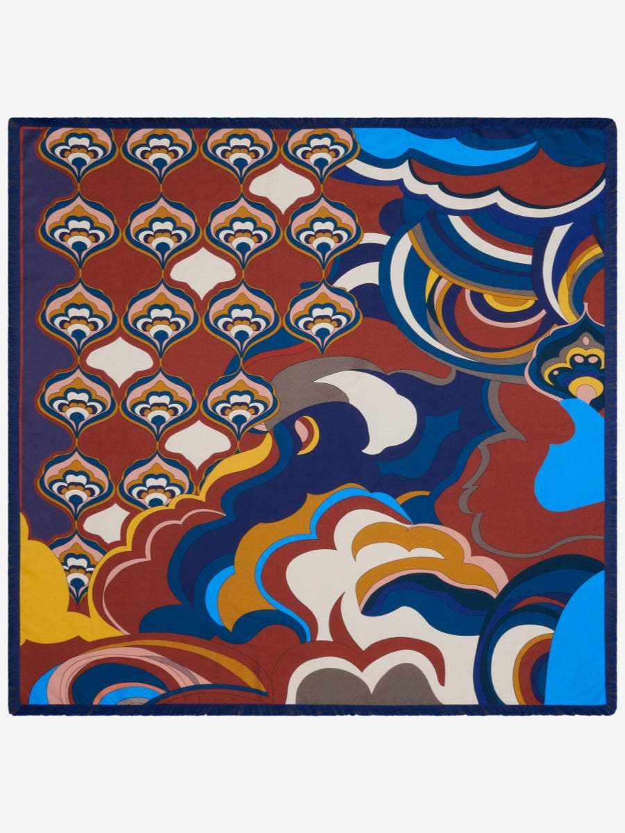 Giorgia (blue/red) - Italian soft and lightweight foulard made from pure silk - Leather Gloves Online - Flyclothing LLC