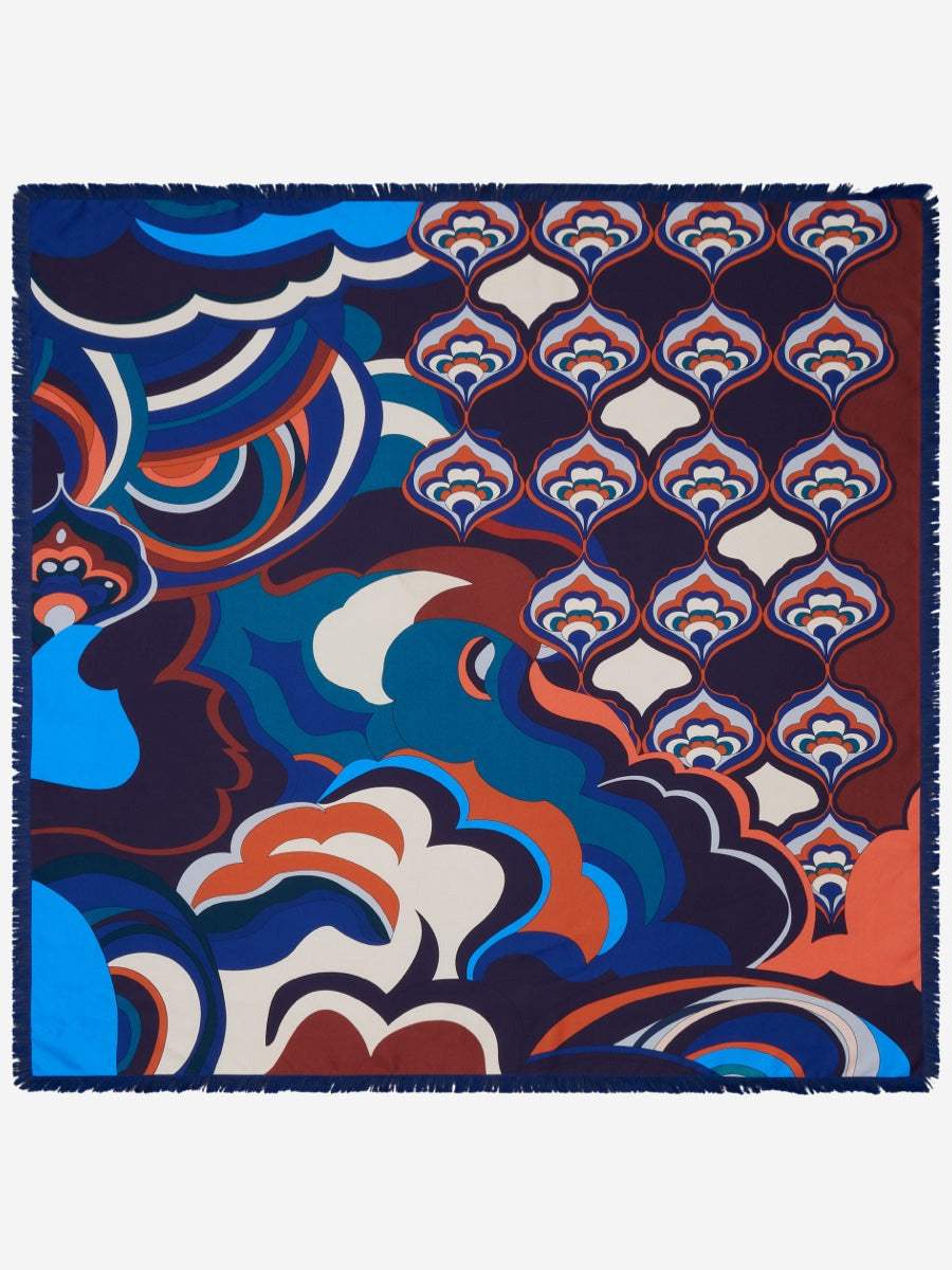 Giorgia (blue/red) - Italian soft and lightweight foulard made from pure silk - Leather Gloves Online - Flyclothing LLC
