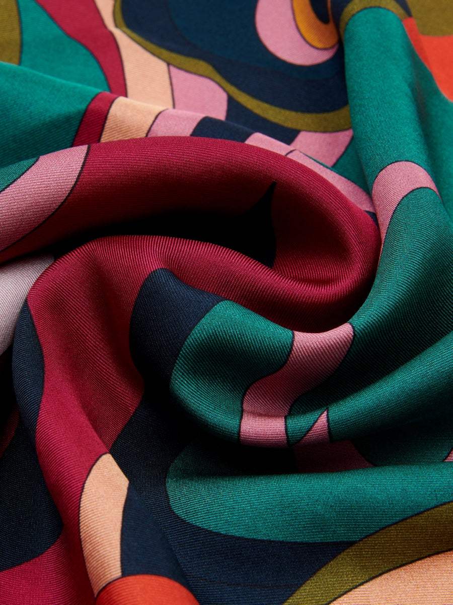 Giorgia (green/pink) - Italian soft and lightweight foulard made from pure silk