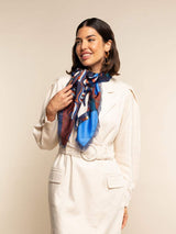 Giorgia (blue/red) - Italian soft and lightweight foulard made from pure silk - Leather Gloves Online - Flyclothing LLC