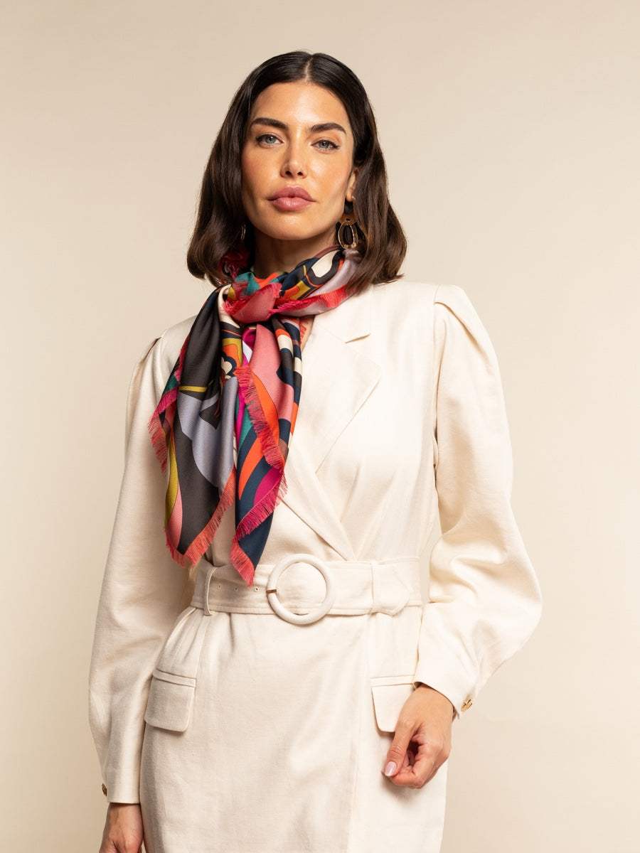 Giorgia (green/pink) - Italian soft and lightweight foulard made from pure silk