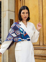 Giorgia (blue/red) - Italian soft and lightweight foulard made from pure silk - Leather Gloves Online - Flyclothing LLC