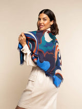 Giorgia (blue/red) - Italian soft and lightweight foulard made from pure silk - Leather Gloves Online - Flyclothing LLC