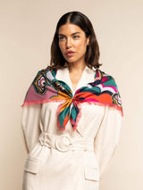 Giorgia (green/pink) - Italian soft and lightweight foulard made from pure silk