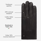 Aldo (black) - Italian lambskin leather gloves with lambswool lining & touchscreen feature - Leather Gloves Online - Flyclothing LLC