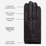 Alessandro (black) - Italian lambskin leather gloves with cashmere lining & touchscreen feature