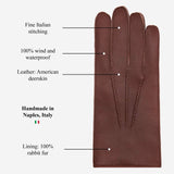 Diego (brown) - Italian gloves made of American deerskin leather with rabbit fur lining - Leather Gloves Online - Flyclothing LLC