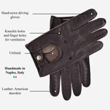 Leonardo (dark brown) - Italian driving gloves made of American deerskin leather - Leather Gloves Online - Flyclothing LLC