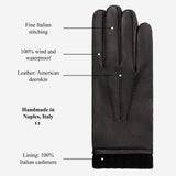 Lorenzo (black) - Italian gloves made of American deerskin leather with cashmere lining