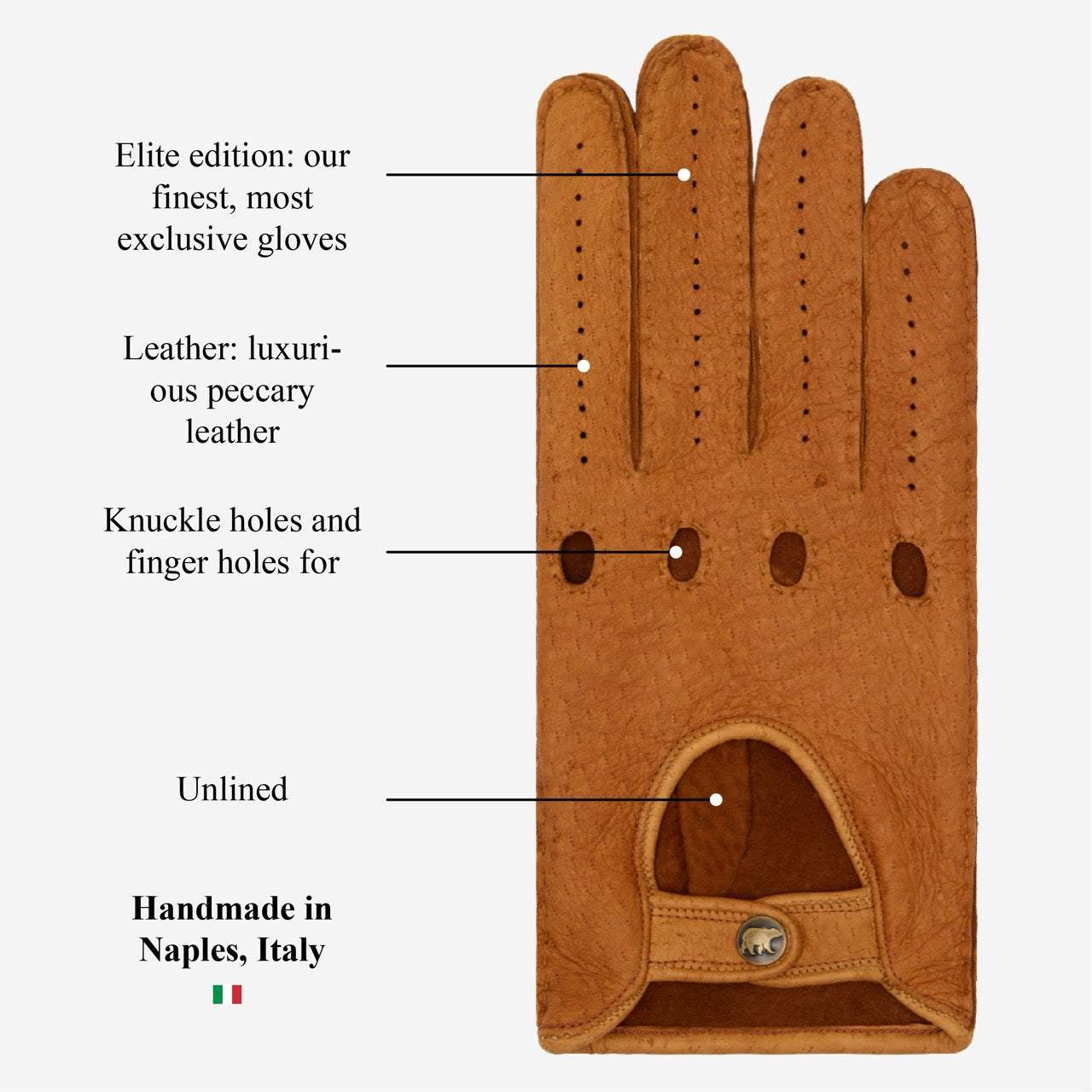 Marcello (brown) – Luxurious Italian peccary driving gloves - Leather Gloves Online - Flyclothing LLC
