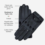 Alessa (black) - Classic Italian lambskin leather driving gloves