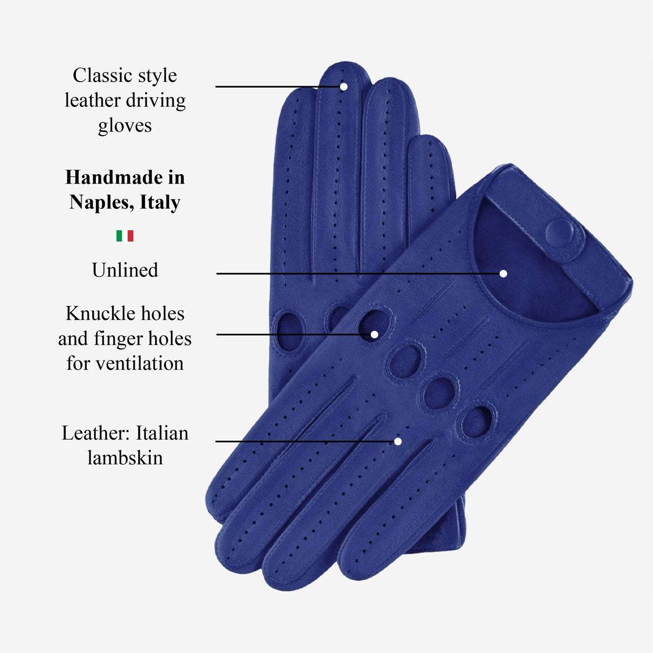 Alessa (blue) - Classic Italian lambskin leather driving gloves - Leather Gloves Online - Flyclothing LLC