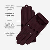 Alessa (oxblood) - Classic Italian lambskin leather driving gloves