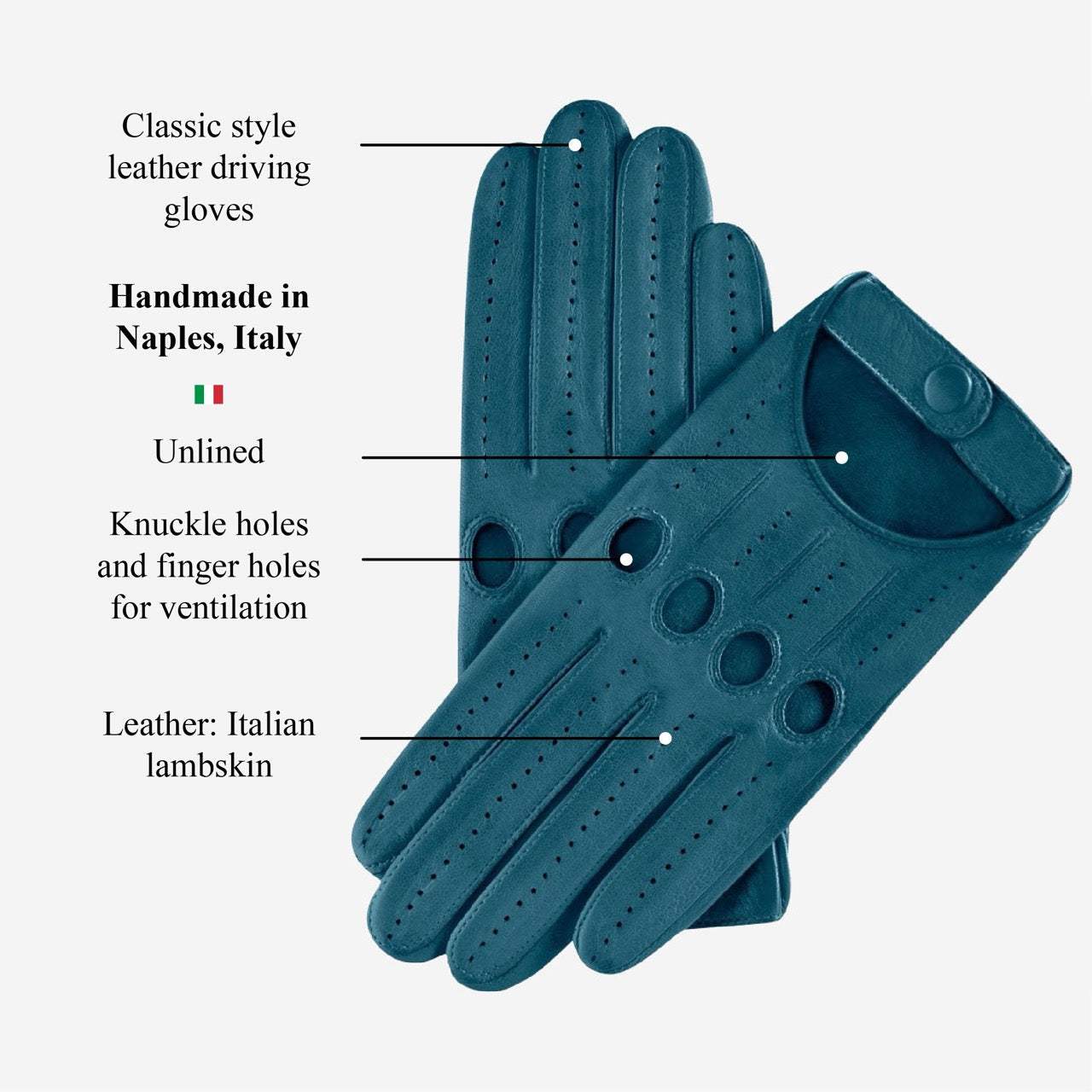 Alessa (turquoise) - Classic Italian lambskin leather driving gloves - Leather Gloves Online - Flyclothing LLC