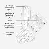 Alessa (white) - Classic Italian lambskin leather driving gloves - Leather Gloves Online - Flyclothing LLC