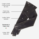Elena (black) - Italian silk lined 8-button length leather opera gloves - Leather Gloves Online - Flyclothing LLC