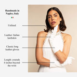 Gabriella (white) - Italian unlined 6-button length leather bridal / opera gloves - Leather Gloves Online - Flyclothing LLC