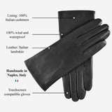 Isabella (black) - Italian lambskin leather gloves with cashmere lining & touchscreen feature - Leather Gloves Online - Flyclothing LLC