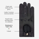 Maria (black) - Italian driving gloves made of American deerskin leather